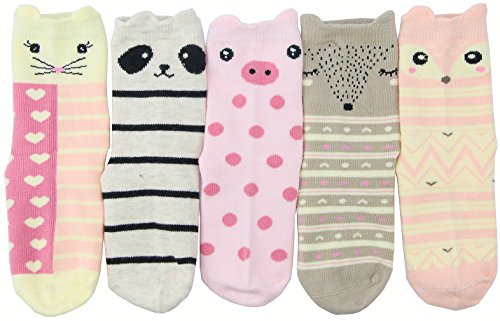 Hzcojulo Kids Toddler Big Little Girls Fashion Cotton Crew Cute Socks -5 Pairs3