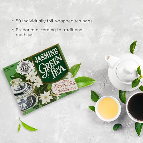 Image of Mlesna Jasmine Green Tea 100g | 50 Foil-Wrapped Tea Bags | Pure Ceylon Green Tea | Rich in Antioxidant | Imported from Sri Lanka