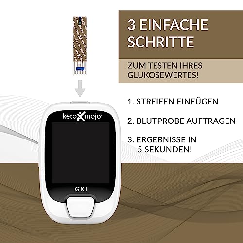 KETO-MOJO Teststreifen-Kombipaket NUR zur Verwendung mit dem GKI-Messgerät | 60 Blutzucker + 60 Blutketon (120ct)