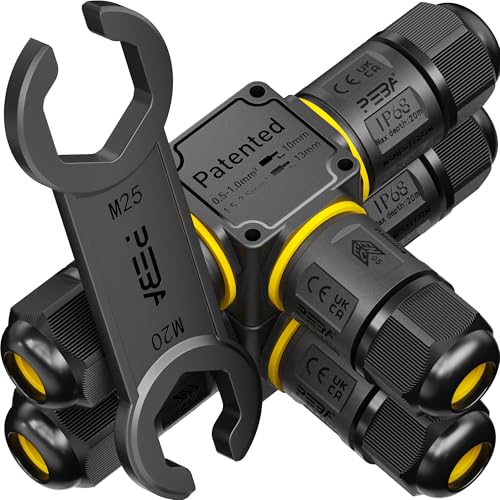 PEBA Conector de cable impermeable de 3 vías, 3 polos, IP68, conector de cable impermeable de 4-12 mm de diámetro, caja de distribución exterior, 3 conductores, abrazadera de conexión con palanca para