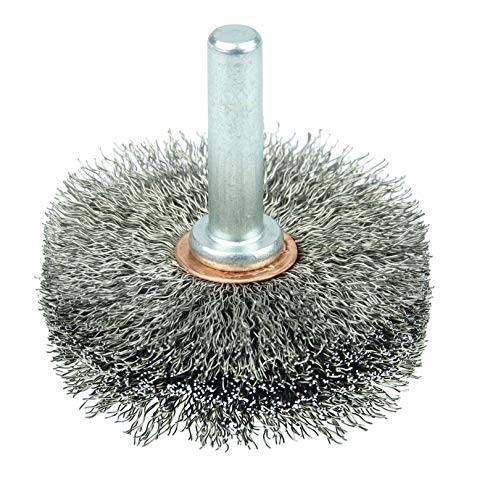 Image of Weiler 17608 1-3 /4 inch Wide Face Stem-Mounted Crimped Wire Wheel, .008 inch Stainless Steel Fill, 1 /4 inch Stem, Made in The USA (Pack of 10)