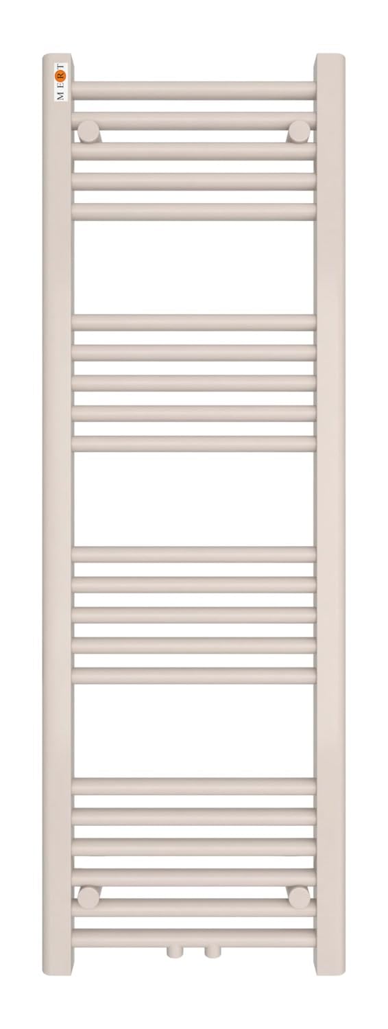 Mert Ogrzewanie elektryczne lub ciepłej wody, 1/2 cala, grzejnik łazienkowy, 1200 x 400 cm, przyłącze środkowe, 50 mm, biały, wieszak na ręczniki do montażu na ścianie