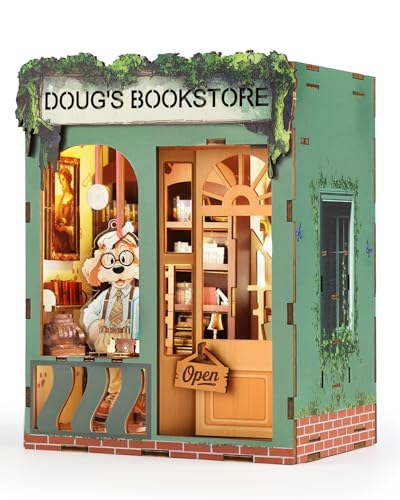 Kit per angolo libro, puzzle in legno 3D per adulti, kit fai da te in miniatura per adulti e principianti, libro con luce LED, regali per familiari, amici e amanti dei libri, decorazione per libreria