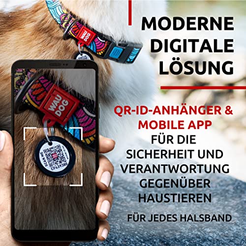 WAUDOG Nylon Halsband für Große, Mittelgroße und Kleine Hunde - Verstellbar mit Digitaler Hundemarke