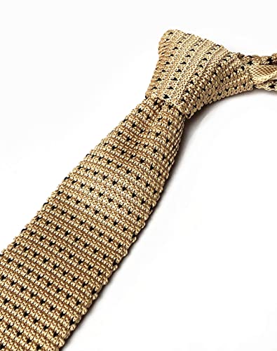 Mens Champagne Knit Ties Vintage Woven Casual 2" Handmade Winter Wedding Best Nice Necktie For Gift #TOP2