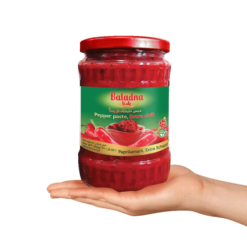 Baladna Paprikamark Extra scharf 550 g x 12 Pcs | Intensives Paprikamark | Extra scharf & würzig | Kräftige Farbe & voller Geschmack | Für Saucen, Marinaden & Eintöpfe | Vegan | Glutenfrei | Halal