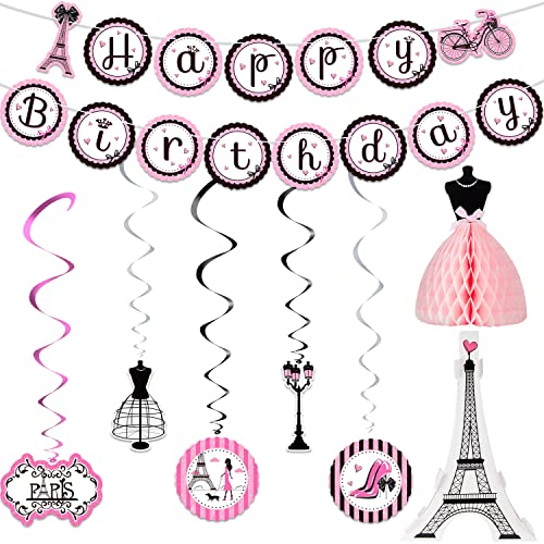 Outus Paris Birthday Party Decorations Set, Eiffel Tower Themed Decoration for Oh La La Baby Shower,...