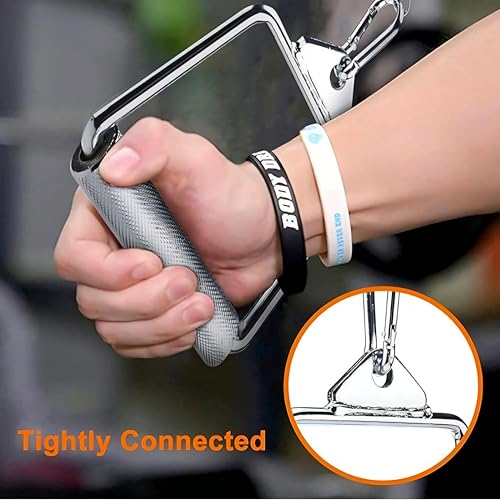 Image of Pair of D-Shaped Handles with Knurled Grip - Cable Machine Attachments for Versatile Upper Body Workouts
