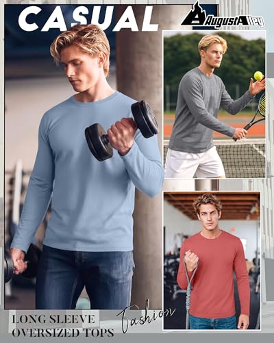Image of August Alley 4 Pack Men's Big and Tall Cotton Shirts L-7xl, Long Sleeve Oversized Tops Loose Casual Large T-Shirts Basic Tee