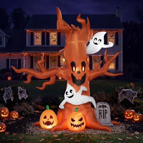 8FT Halloween Inflatable Scary Tree with Ghost Decor, - image 8