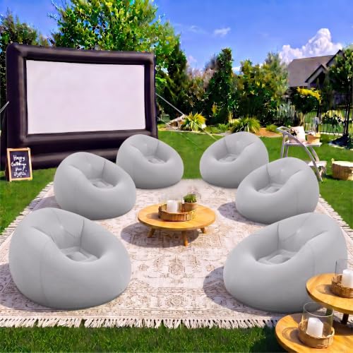 Lunmon-6-Pcs-Bean-Bag-Chair-Inflatable-Lazy-Sofa-Gray Lunmon 6 Pcs Bean Bag Chair Inflatable Lazy Sofa, Gray - Image 1