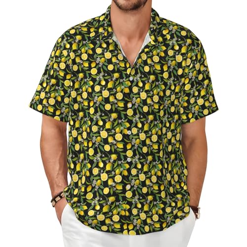 Chemise été manches courtes homme imprimé citron anti transpiration