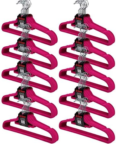 30 x Non Slip Flocked Velvet Coat Clothes Hangers Trouser Hanging Space Saving (Pink)