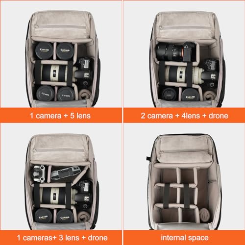 Besnfoto Camera Backpack Waterproof for DSLR/SLR Mirrorless Camera Men Photo Bag with Laptop Compartment for Photographer Travel