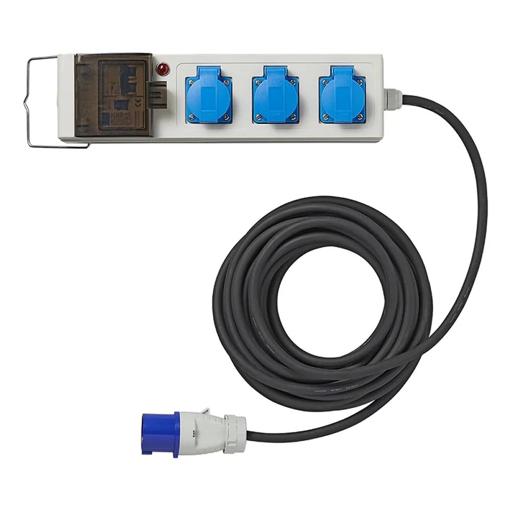 ProPlus 373584DE Zelt Faltwagen Steckdose mit 20m Kabel - 3x2,5mm² mit MCCB und FI-Schalter - IP44