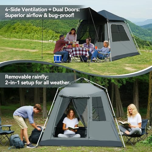 Carpa instantánea tipo cúpula para 3-4 personas con toldo removible miniatura 2