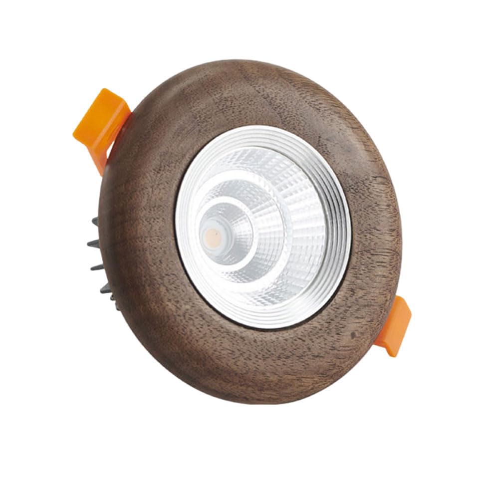 ASerZenith 3.9 Inch Led Recessed Downlight,7W Anti-Glare Ceiling Light With Wood Grain Decoration, Cri90+,Walnut Solid Wood Lighting Fixture,Silver