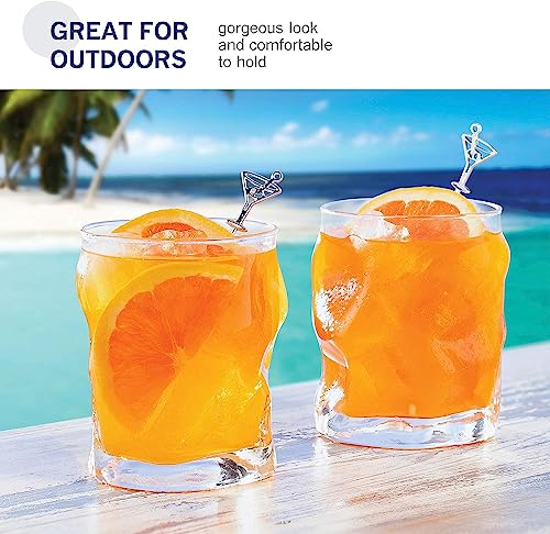 Bormioli Rocco Sorgente Double Old Fashioned Glasses, 14.25 ounces, White, 4 Count (Pack of 1)