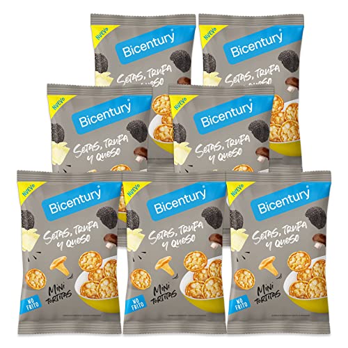 Bicentury Mini Tortitas de Cereales Setas, Trufa y Queso – Snack de Aperitivo No Frito, a Base de Maíz y Arroz, Textura Crujiente (7 unidades)