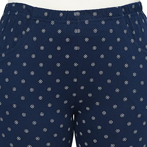 Image of ESPRESSO Women Casual Relaxed Fit 3 /4the Cotton Printed Capri Pants with Pockets - Pack of 2 (Regular and Plus Sizes)