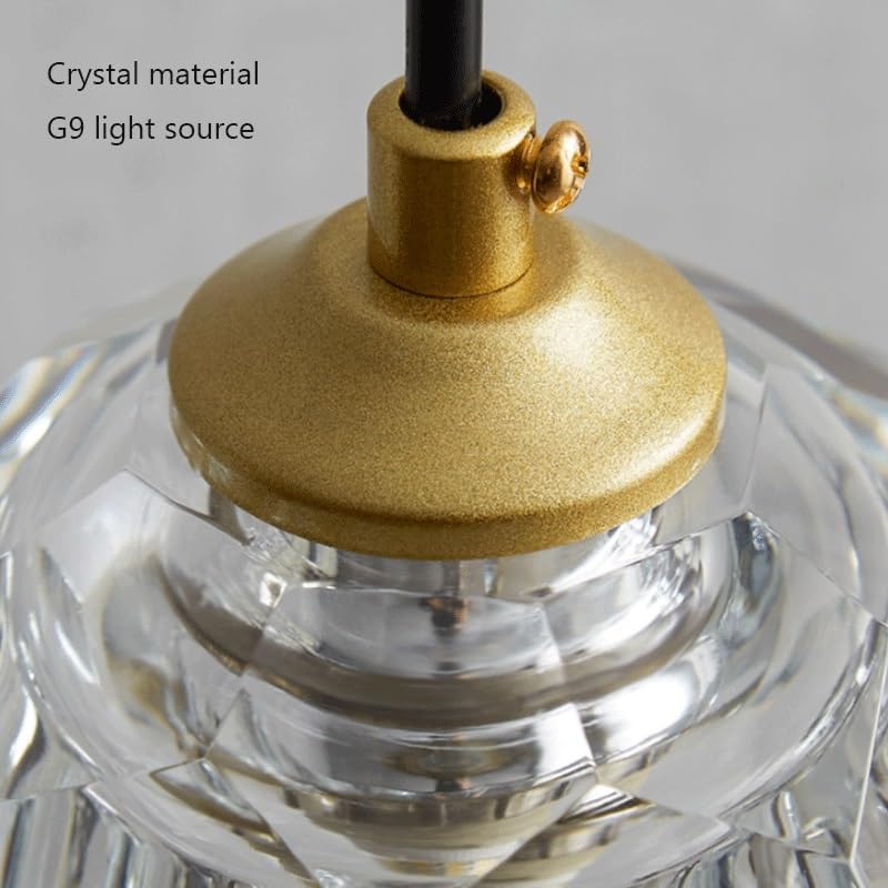Lámpara colgante nórdica creativa de cristal y latón ajustable G9 6