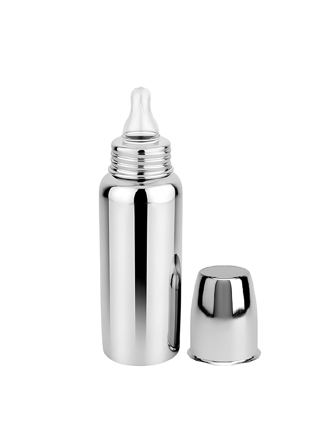 Stainless Steel Baby Feeding Bottle with Silicone Nipple, 240ml, BPA Free, 304 Grade Steel, Anti-Colic Bottle for Newborn – Wide Mouth Milk Feeding Bottle for Baby 6-12 Months (Pack of 1)