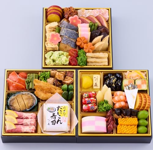 金沢割烹 いけ森 監修 おせち料理 2026 五穀 三段重 43品 冷凍おせち 盛り付け済み 3人前 お届け日:12月30日 美食サークル