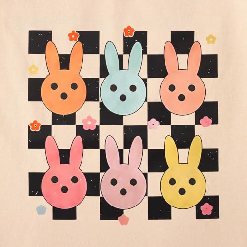Image of SOFEON Kids Girls Easter Shirt Cute Bunny Graphic T-Shirt Funny Rabbit Flower Short Sleeve Tees Happy Easter Gift Tops