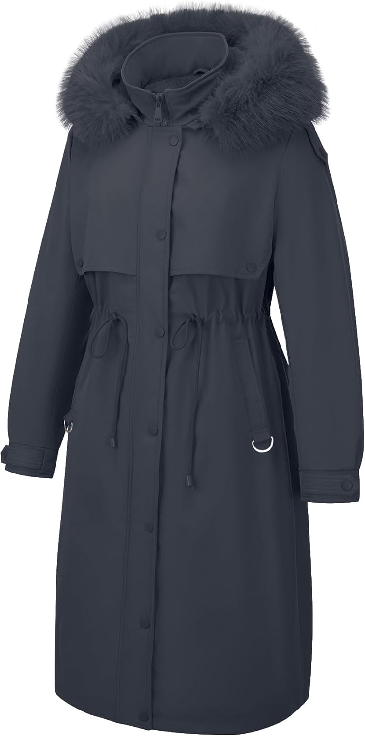 Bellivera Women's Plus Size Parka Jacket Long Winter Warm Hooded Zipper Coat - Image 2