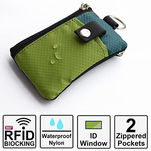 Image of CHENSPRX Minimalist RFID Blocking Small Wallet with ID Window,WaterResistant Zip Id Case Wallet with Lanyard Keychain for Cards,Cash,Travel,Women,Men