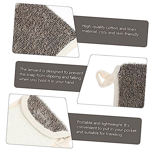 Beatifufu 2pcs Black Linen Soap Bag Bubble Making Net Pouch Foaming Net Bar Soap Loofah Pouch Linen Organizer Bubble Foam Net Drawstring Soap Bag Mesh Flax Soap Bubbles Pocket - Image 4