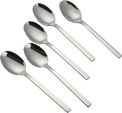 Morcte Cucharas de postre de acero inoxidable, cucharadita de 12 piezas