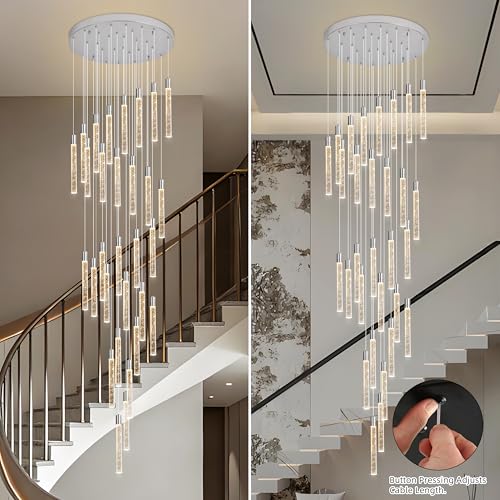 Image of 30-Lights Bubble Crystal Chandelier for Entryway High Ceiling,Chrome