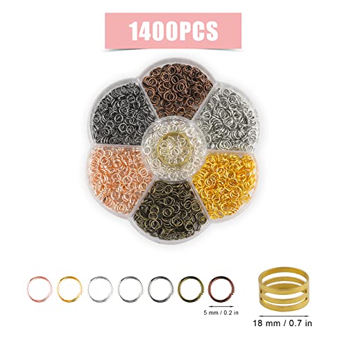 KINBOM 1400 Pcs Jump Rings for Jewelry Making 1 Box 7 Colors 5mm Jewelry Connection Ring Small Open Jump Rings for Jewelry Making Accessories - Image 2