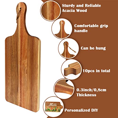 10 tablas de cortar de madera de acacia 15 x 7 in con asas miniatura 3
