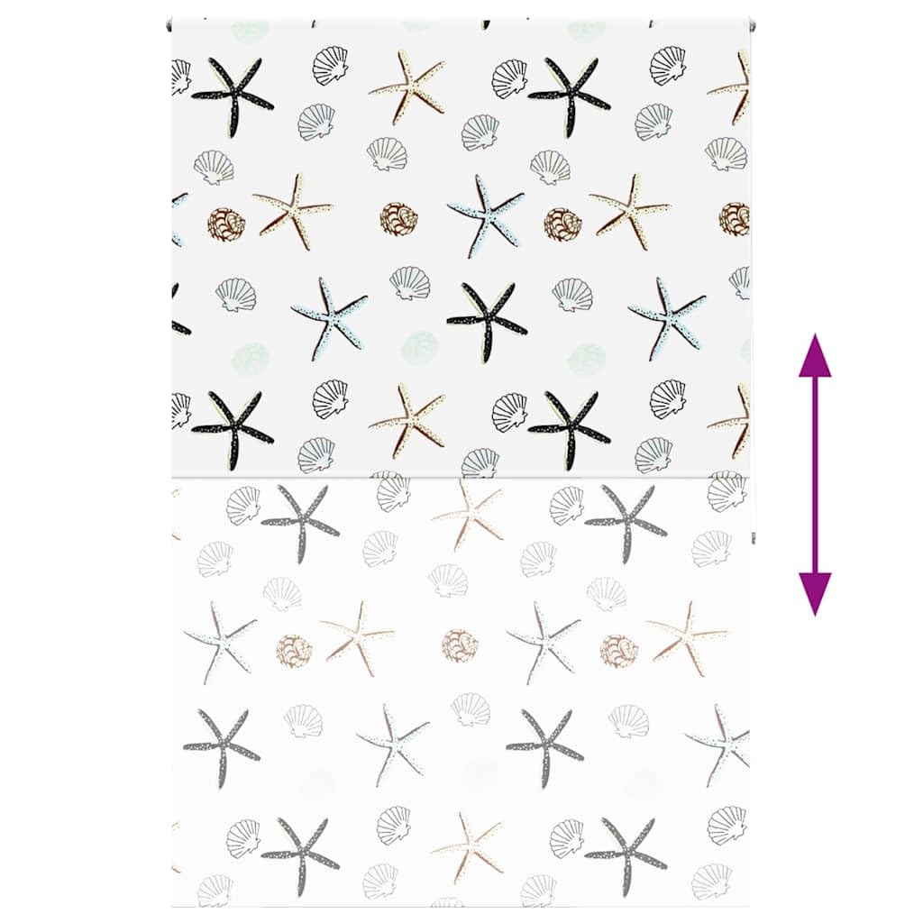 Cortina de ducha enrollable de 160 x 240 cm con patrón de mariscos, material PEVA impermeable, ancho de la tela 156 cm, riel de aluminio, montaje versátil sin necesidad de taladrar, seguro para niños