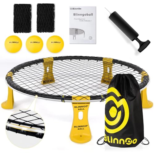 Gziztx Roundnet Ball Game Set with Lights Includes 3 Balls Playing Net and Competition Net Bag Pump and Instructions Enjoy Beach Games with Roundnet Outdoor Games Set