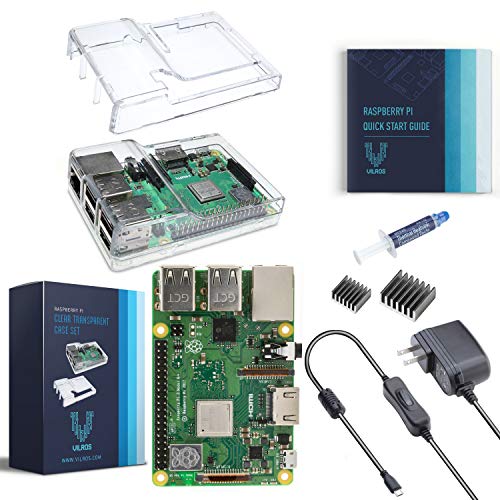 Vilros Raspberry Pi 3 B+ (B Plus) with Dual Clear Case, 2.5A Power Supply, Heatsinks, and Quick Start Guide - 2018 Model, 5Ft USB Cable, Noise Filter - for Retro Gaming, Media Center & etc.