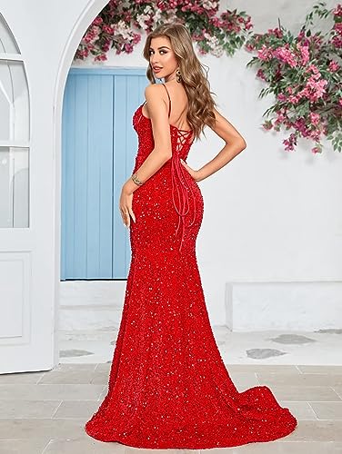 Sparkly Sequin Prom Dresses For Teens Long Fitted Mermaid Bodycon Bridesmaid Evening Gowns For Wedding Party Silver,Size04 #TOP1