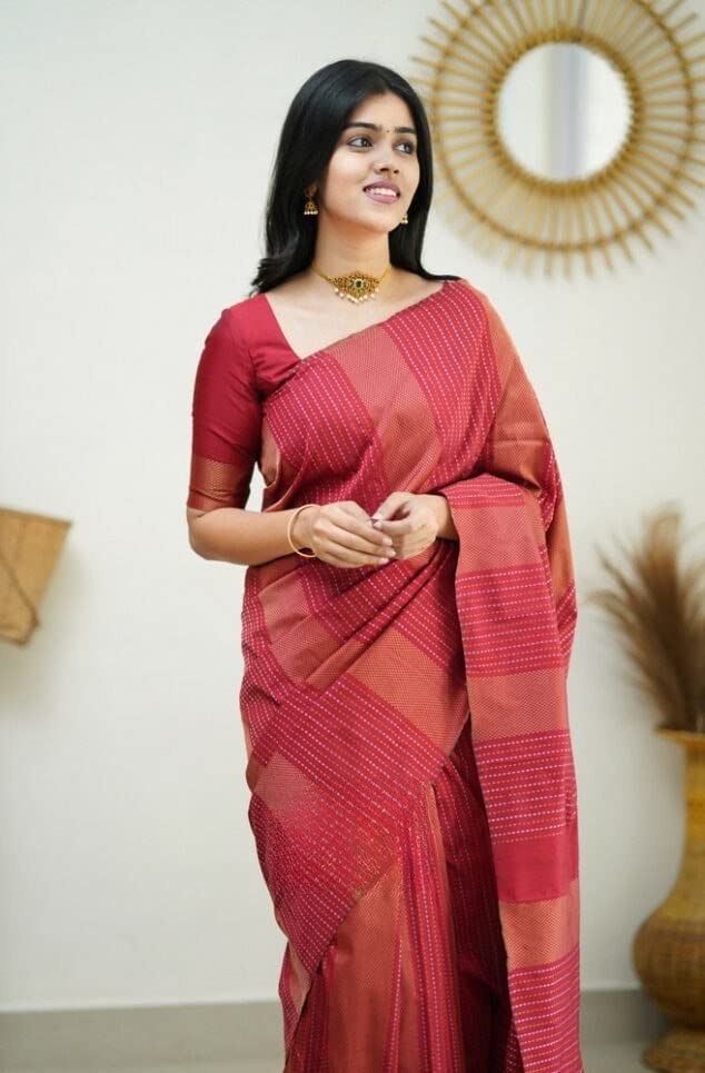 Image of Flosive Women's Kanjivaram Pure Zari Woven Soft Silk Saree With Blouse Piece (Mix Color)