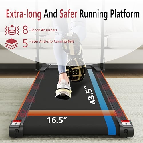 Image of Treadmill with Incline, 3 in 1 Under Desk Treadmill Walking Pad with Removable Desk Workstation 3.5HP Foldable Compact Walking Treadmills for Home Small Office with Wristband Remote Control