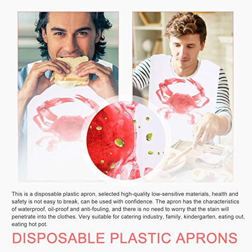 100 Stück Einweg-Poly-Krabben-Lätzchen aus Kunststoff Langusten-Lätzchen Hummerfeste Schützen Die Kleidung Ideal für Restaurants Meeresfrüchte Oder Langustenpartys