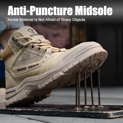 Image of Steel Toe Boots for Men Women Comfortable Lightweight Work Boots for Men Industrial Construction Boot Non Slip Work Shoes