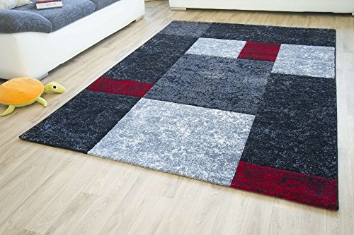 Steffensmeier Designer Teppich Modern Pompei in Puzzle Karo Optik rot Kurzflor, Größe: 160x230 cm