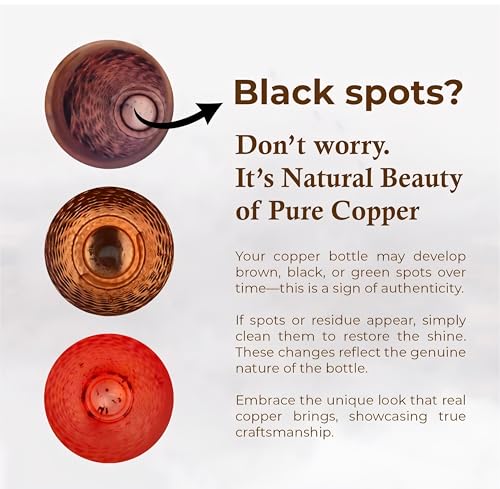 Image of 100% Pure Copper Abstract Designer Water Bottle with Ayurvedic Benefits Rustproof & Leakproof Copper Bottle for Home School Gym Travel Bottle Drinkware & Storage Purpose 900 ml