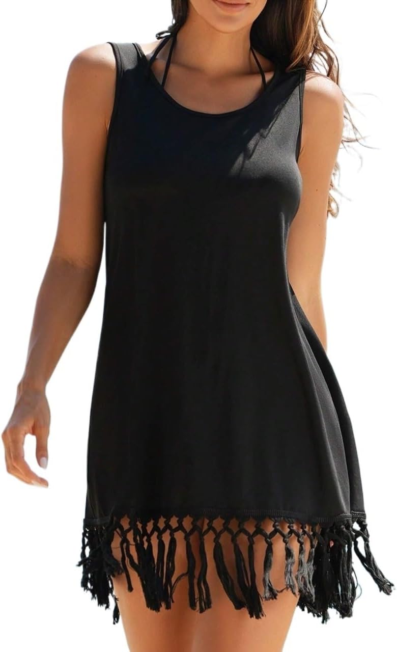 swimsuit coverup for women Hem Sleeveless Cover-Up Dress For Summer