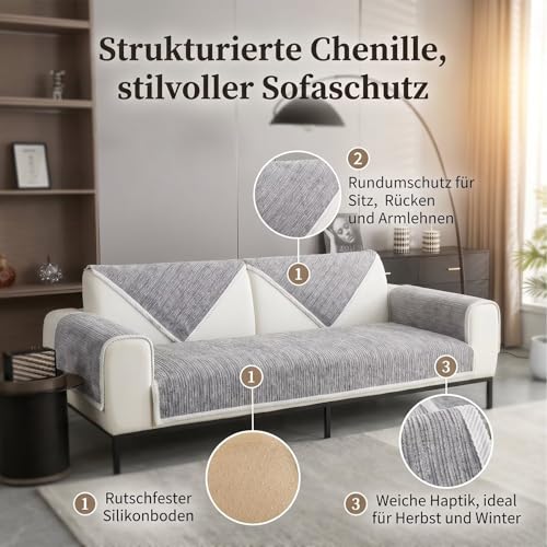 Bettschlange Sofa Überzug, Couch Überzug L Form 1/2/3/4 Sitzer, Sofa Cover Sofabezug Ecksofa rutschfeste Sofaschoner… – Ansicht 2