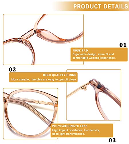 Image of DUCO Blue Light Glasses for Men Women Blue Ray Blocking Glasses Computer Gaming Glasses Teens Retro Round Eyeglasses Frame Brown 5216