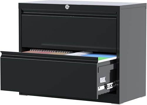 SPKAPO Archivador de 2 cajones con cerradura, archivador vertical de metal para oficina en casa, archivador de acero con bloqueo para colgar