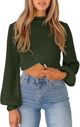 Imily Bela Strickpullover Damen Cropped Pullover Sexy Kurzer Pulli Stehkragen Herbst Strickshirts Jumper Tops.Armee Grün.L Imily Bela Strickpullover Damen Cropped Pullover Sexy Kurzer Pulli Stehkragen Herbst Strickshirts Jumper Tops.Armee Grün.L